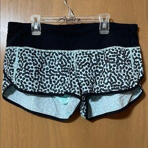 lululemon athletica Black & Light Teal Leopard Athletic Shorts